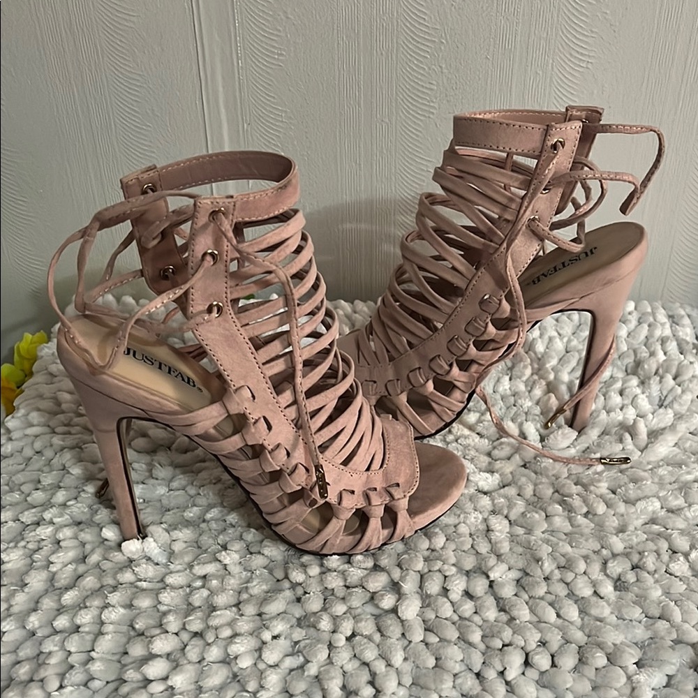 JustFab Women's Pink Strappy Heels